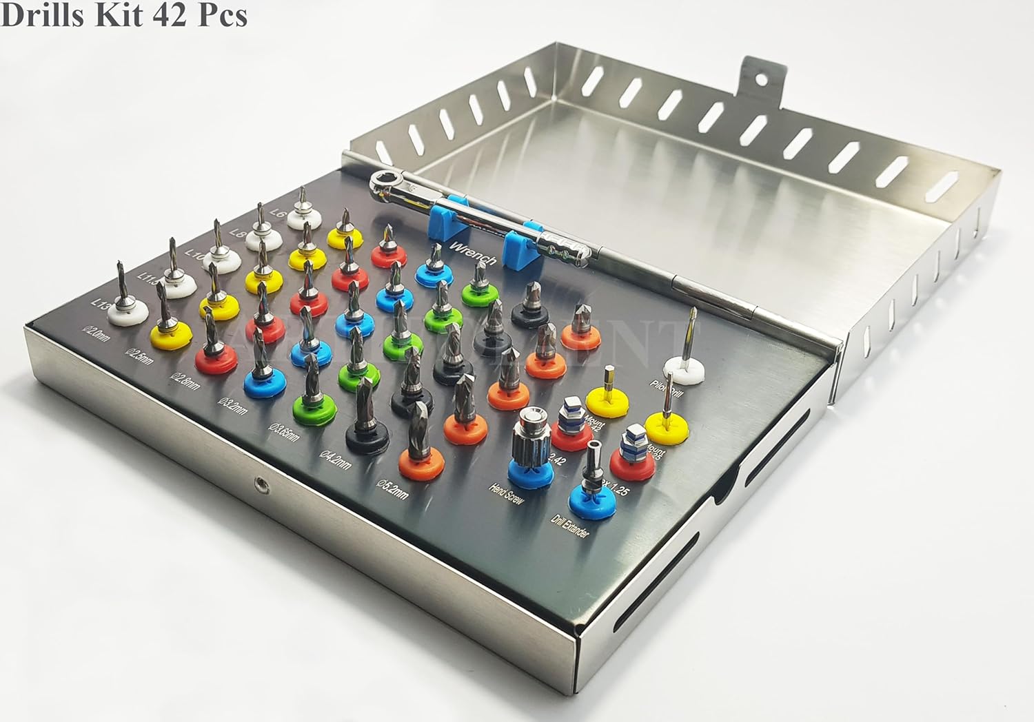 Implant Drills Kit OS1045 – 42 Pcs Conical Surgical Drill Set with Torque Wrench & Ratchet Driver | Dental Implant Tools