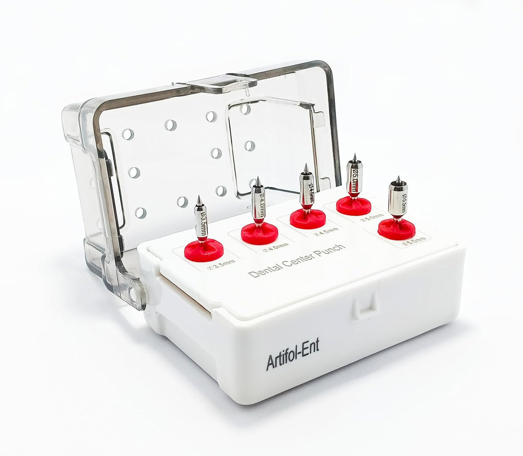 Rotary Center Tissue Punch OS1051 – 5 Pcs Dental Implant Soft Tissue Punch Set with Plastic Holder | Stainless Steel Center Drill Punch #OS1051