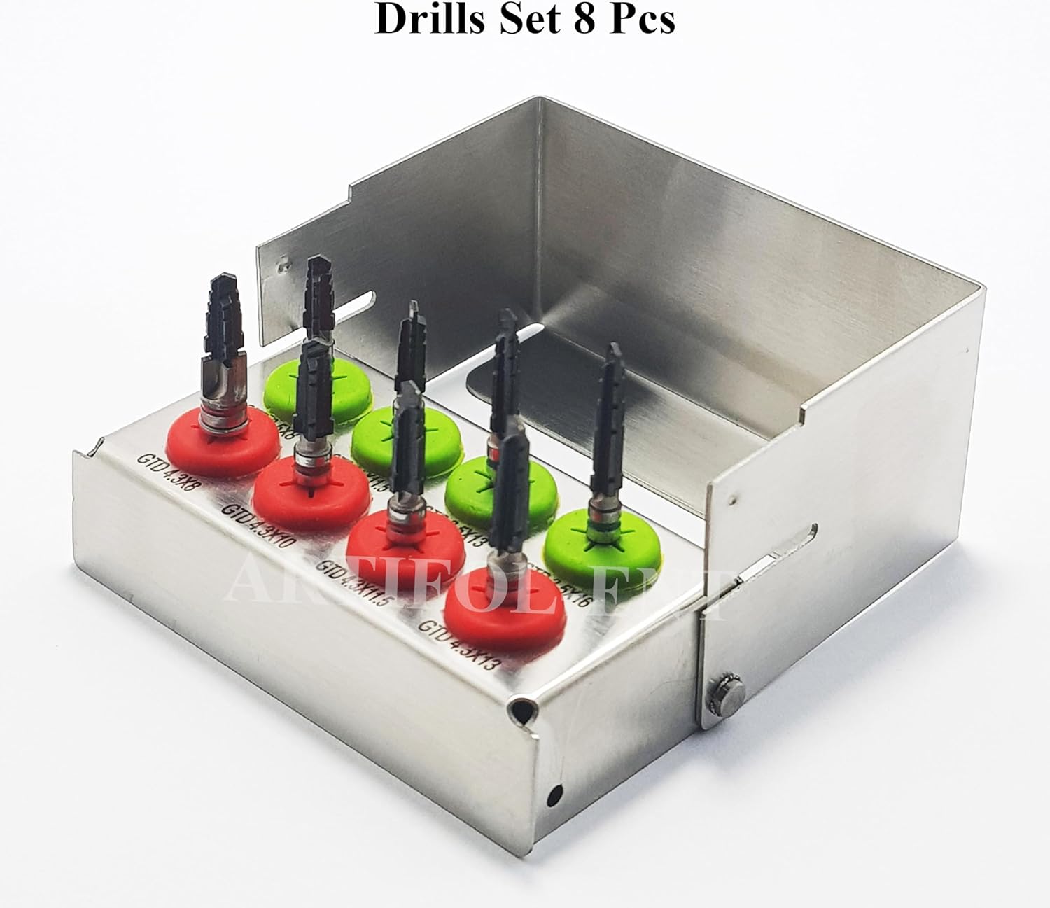 Implant Reamers Kit OS1038 – 8-Piece Surgical Drill Bits Set | Black Coated with Holder for Dental Implants