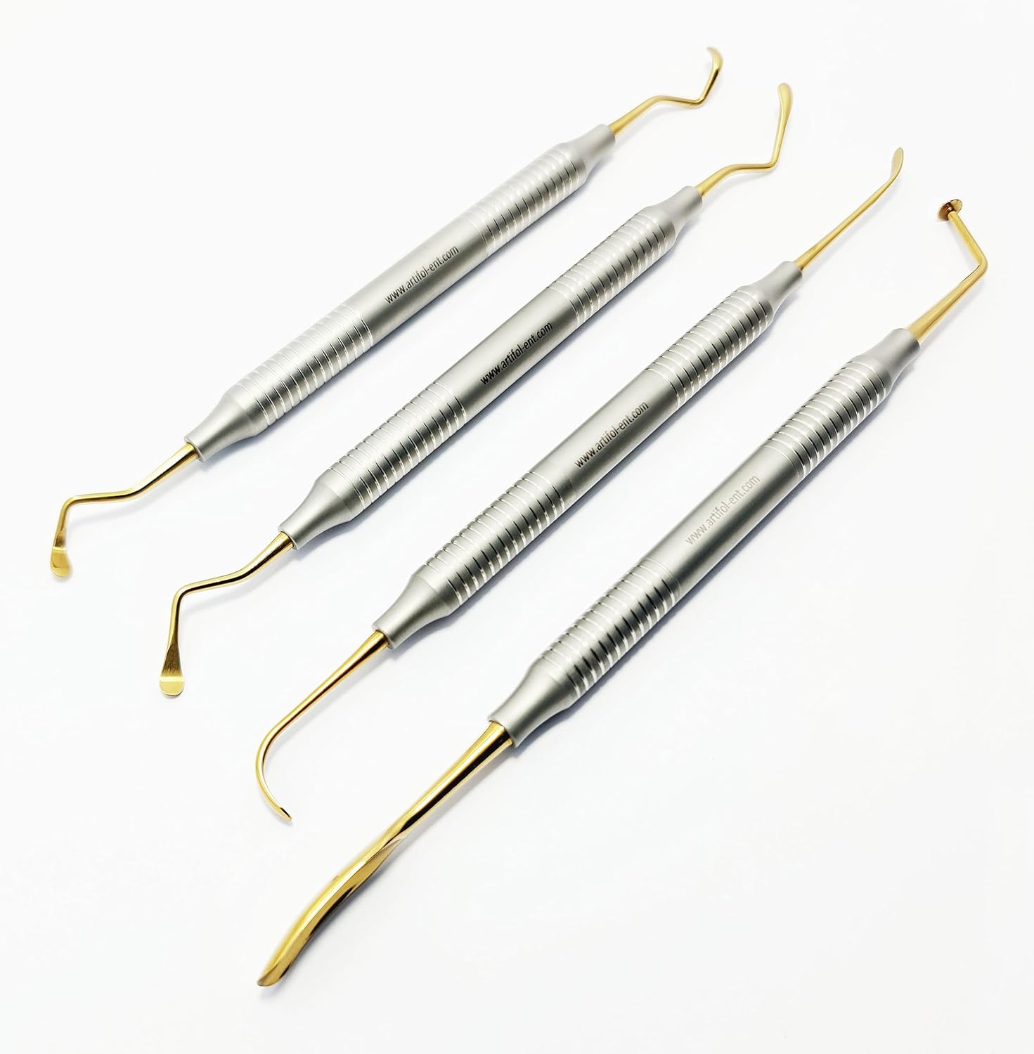 Dental Sinus Lift Kit – 4 Pcs Stainless Steel with Gold-Plated Tips | Implant Dentistry Sinus Elevation Instruments #	‎SLG1101-1, 2, 3, 4