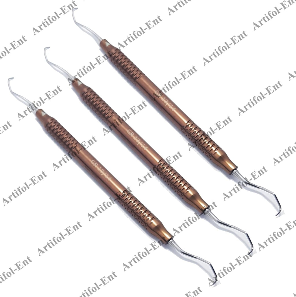 Double-Ended Periodontal Instruments | Brown Color-Coated Aluminum Hollow Handles | #GR1314