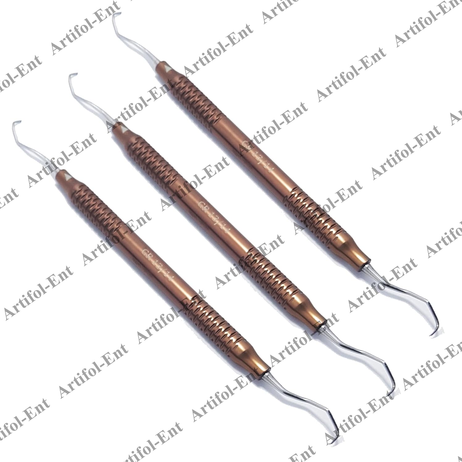Double-Ended Periodontal Instruments | Brown Color-Coated Aluminum Hollow Handles | #GR1314