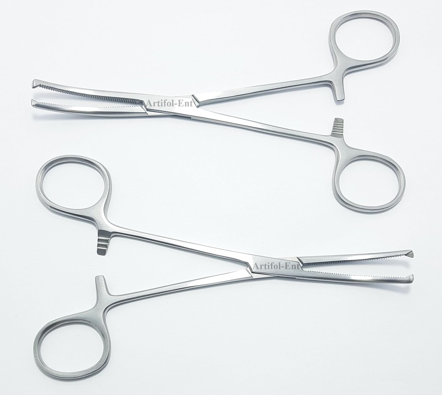 Rochester Ochsner Kocher Forceps – Curved 6.25" (16 cm), 1x2 Teeth, Serrated Jaws | 2-Piece Clamping Forceps Set #115910142| Stainless Steel, Reusable & Autoclavable
