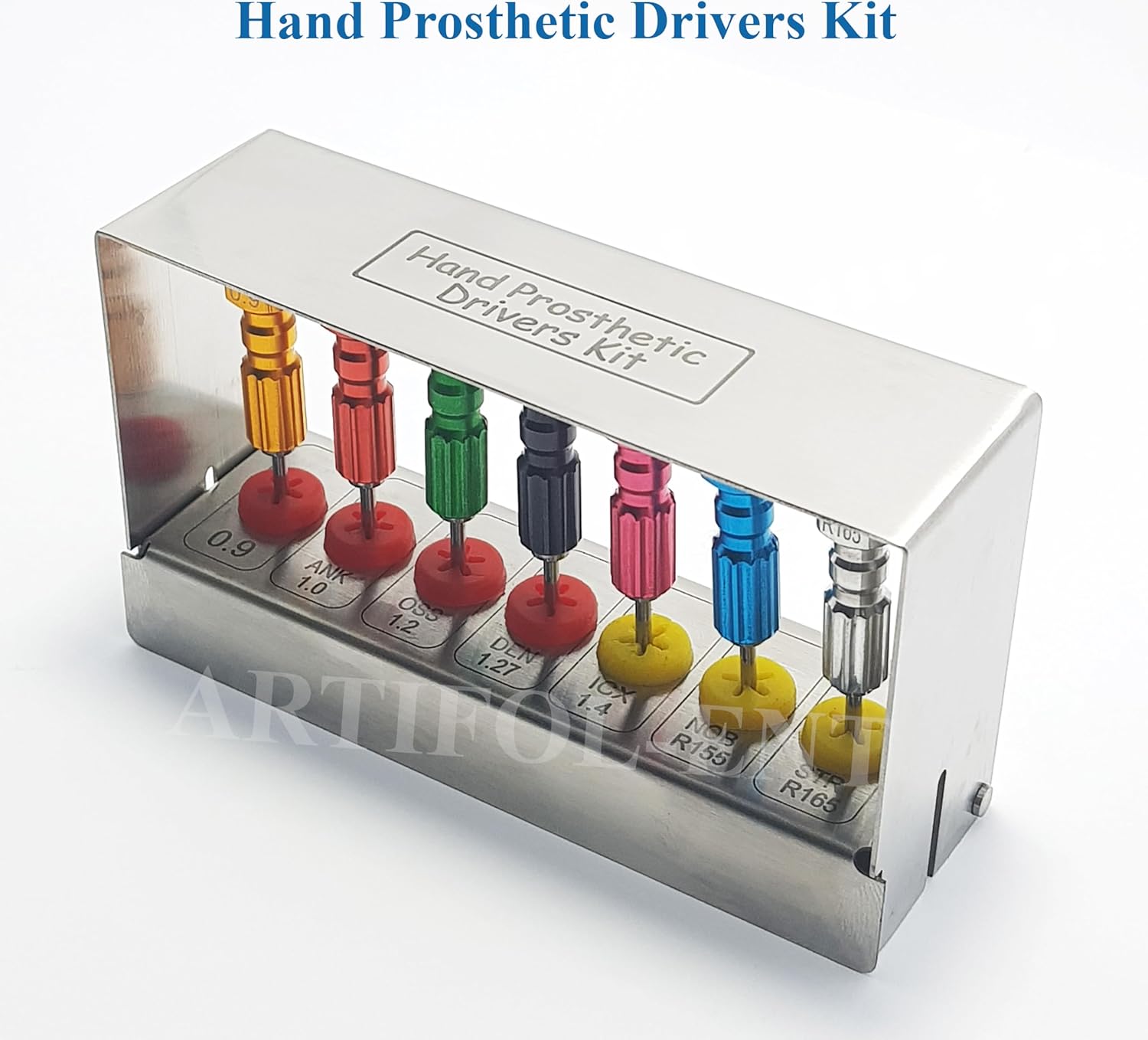 Universal Implant Hand Prosthetic Screwdrivers Kit OS1034 – 7-Piece Dental Micro Screwdriver Set | Rainbow Colorful Prosthetic Technician Tools