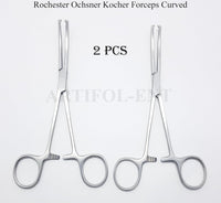 Pince Kocher Rochester Ochsner – Courbée 6,25" (16 cm), Dents 1x2, Mâchoires dentelées | Ensemble de pinces de clampage 2 pièces n° 115910142 | Acier inoxydable, Réutilisable et autoclavable