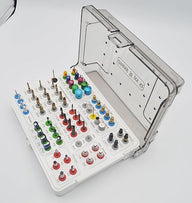 Kit Técnico Universal de 56 Peças – Sistema de Perfuração com Revestimento Dourado e Preto | Parafusos de Compressão, Guias de Alinhamento e Kit de Posicionamento de Implantes #OS-10101