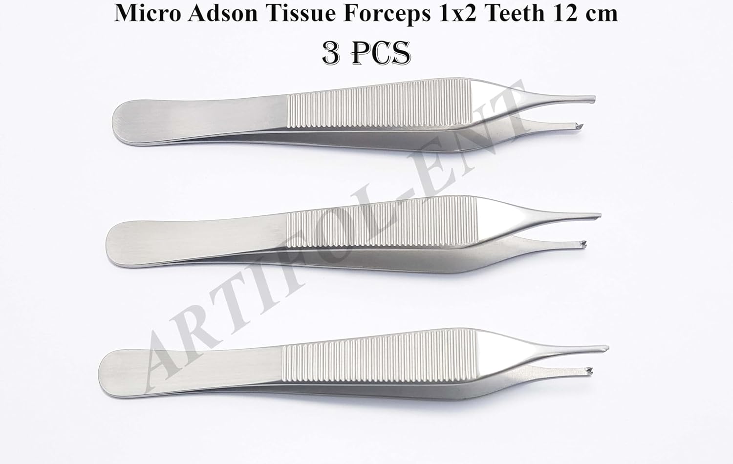 Micro Adson Tissue Forceps 1x2 Teeth 12 cm Kocher Tweezer Surgical Dental 3 Pcs #114910114