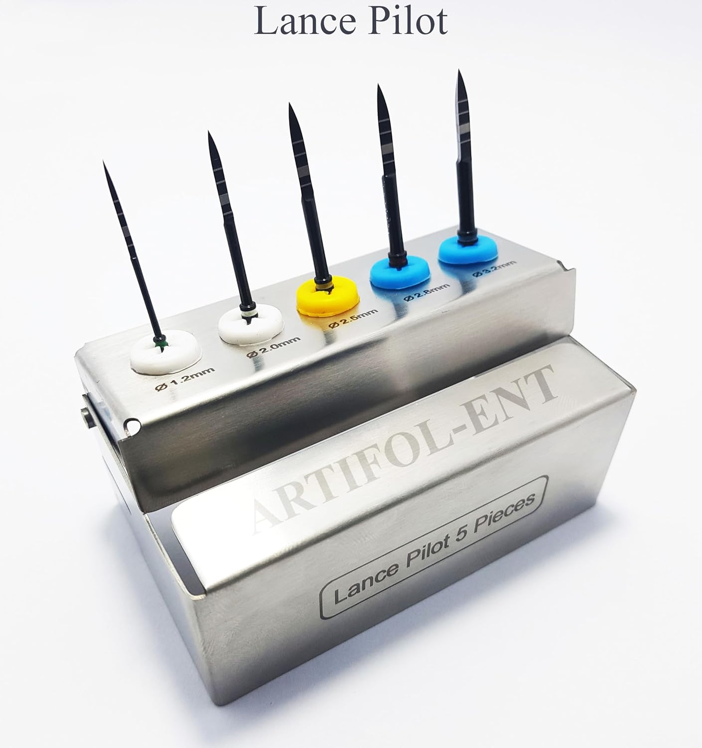 Long Lance Pilot Drills Kit Implant Positioning Black Titanium Coated Drill Set of 5 Pcs, #OS1033