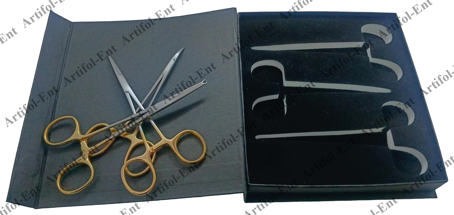 3-Piece No-Scalpel Vasectomy Fixator Forceps Kit – Reusable & Autoclavable Surgical Set | Blunt-Tip, Curved Precision & Grip Forceps Included