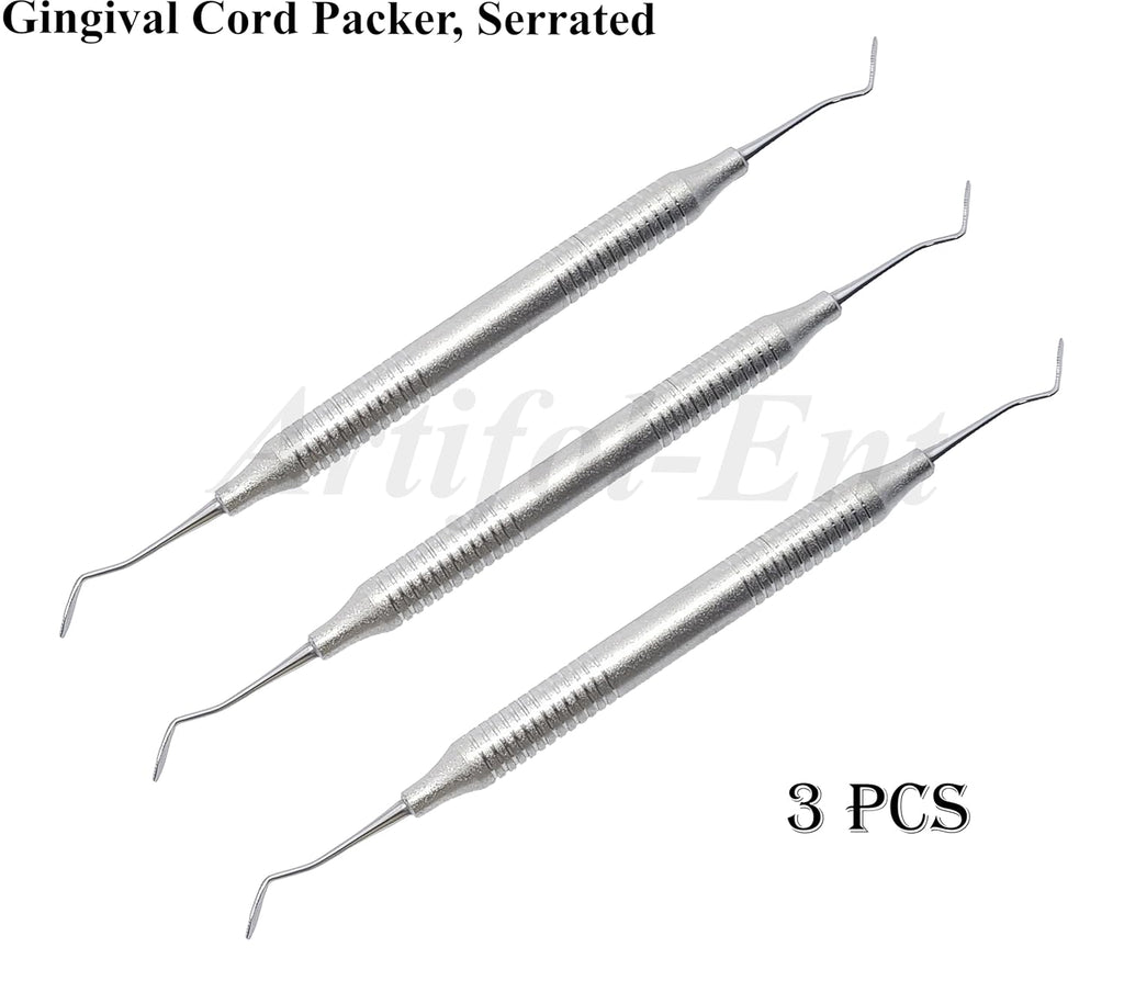 Gingival Cord Packer Set – Serrated Double-Ended Retraction Instruments with Ergonomic Hollow Handle (3 Pcs) – CSI1