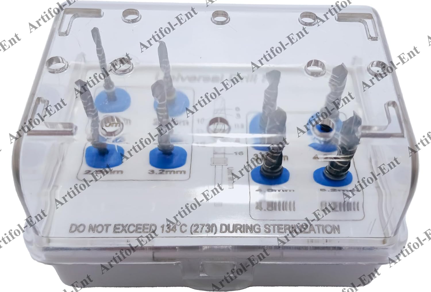 Dental Implantology Drill Kit – 8-Piece Universal Implant Drill Set | Black-Coated with Laser Markings & Plastic Holder #OS1067