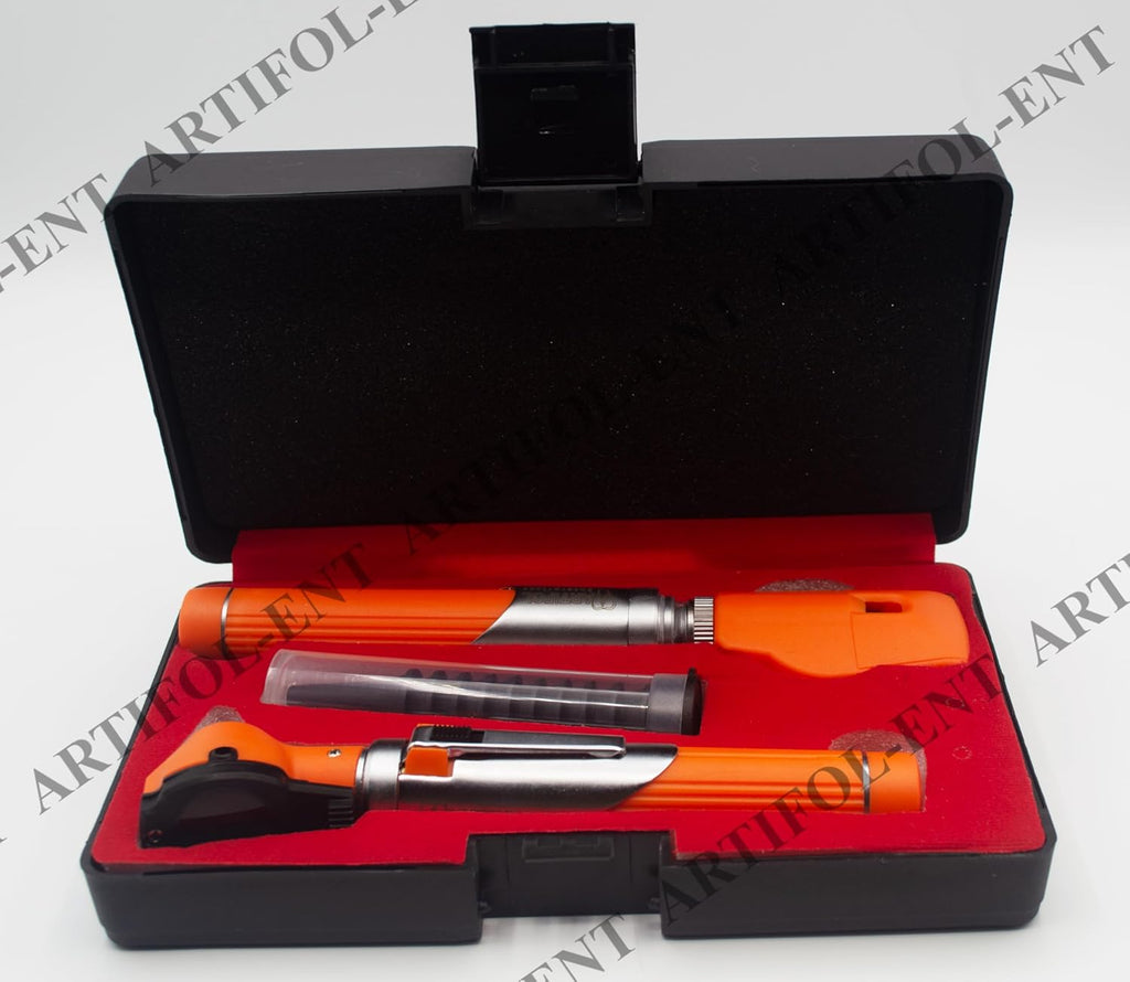 Artifol Student Home Use ENT Otoscope Examination Kit – Fiber Optic Diagnostic Set, Orange Color #OS1090