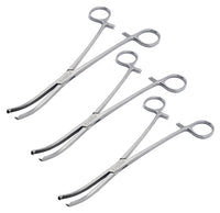 Rochester Ochsner (Kocher) Forceps – Curved, 1×2 Teeth, Serrated Jaws | Stainless Steel Surgical Clamps – 3 Pcs Set
