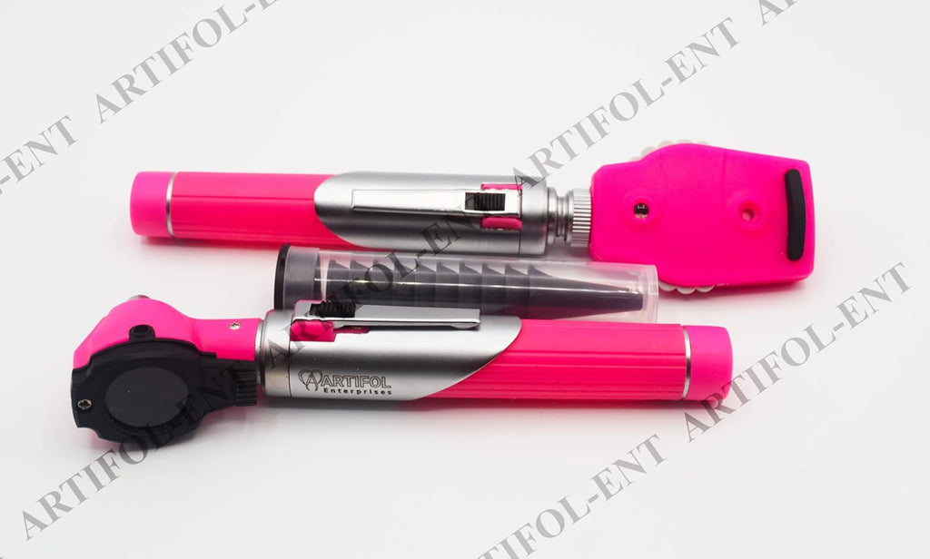 Artifol Student Home Use ENT Otoscope Examination Kit – Fiber Optic Diagnostic Set, Pink Color #OS1088