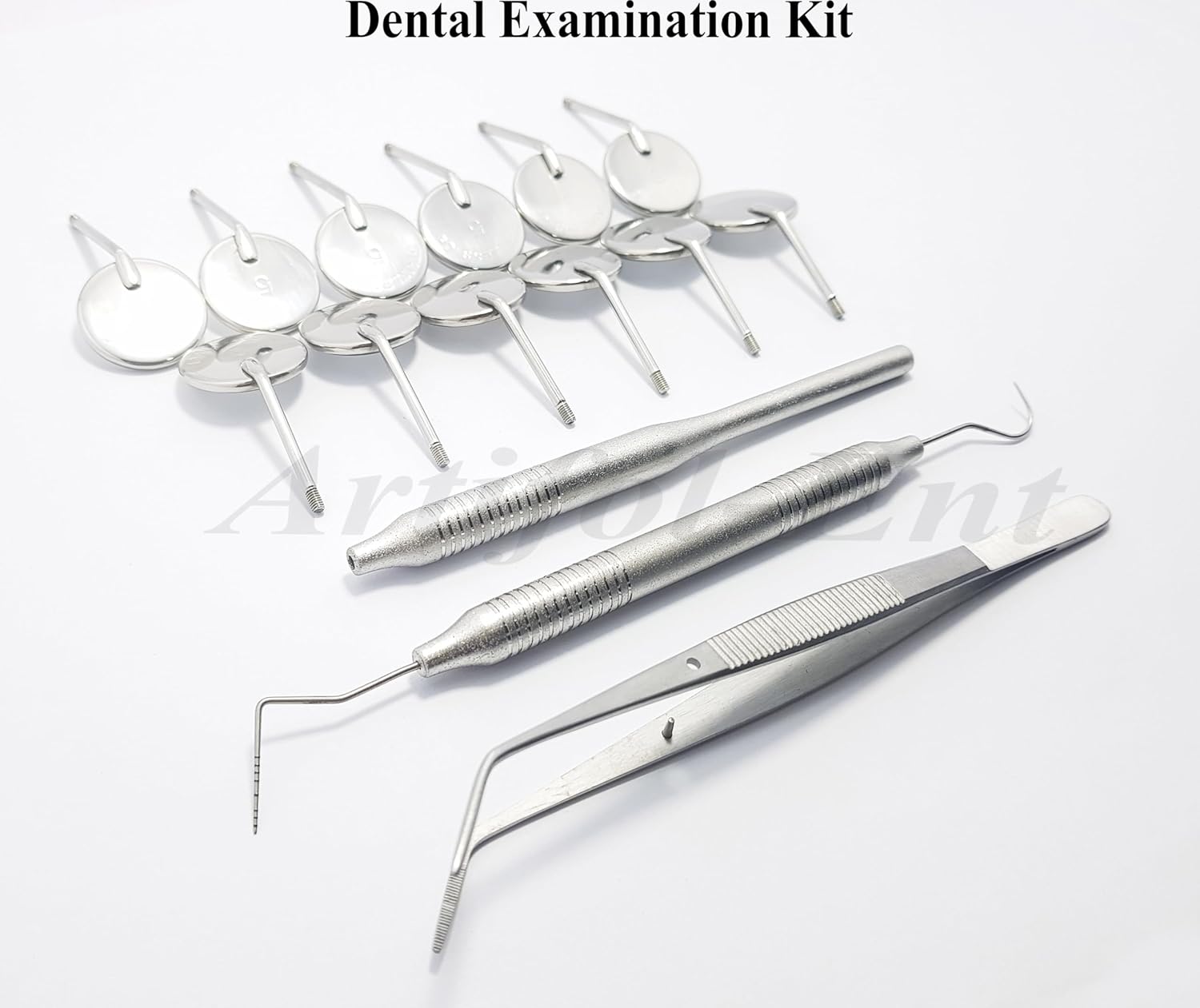 Dental Examination Kit for Dentists & Dental Students,Diagnostic Set Dental Mirrors, Mirror Handle, Explorer William Probe, Dressing Tweezers/Cotton Plier, Basic Dental Exam Kit Beautiful Storage Case