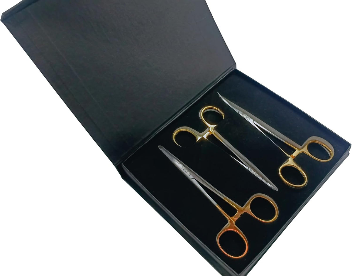 3-Piece No-Scalpel Vasectomy Fixator Forceps Kit – Reusable & Autoclavable Surgical Set | Blunt-Tip, Curved Precision & Grip Forceps Included