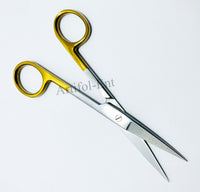Ciseaux opératoires – Acier inoxydable T/C, lames droites 14,5 cm (5,5") | Ciseaux à pansements avec manches plaqués or au titane