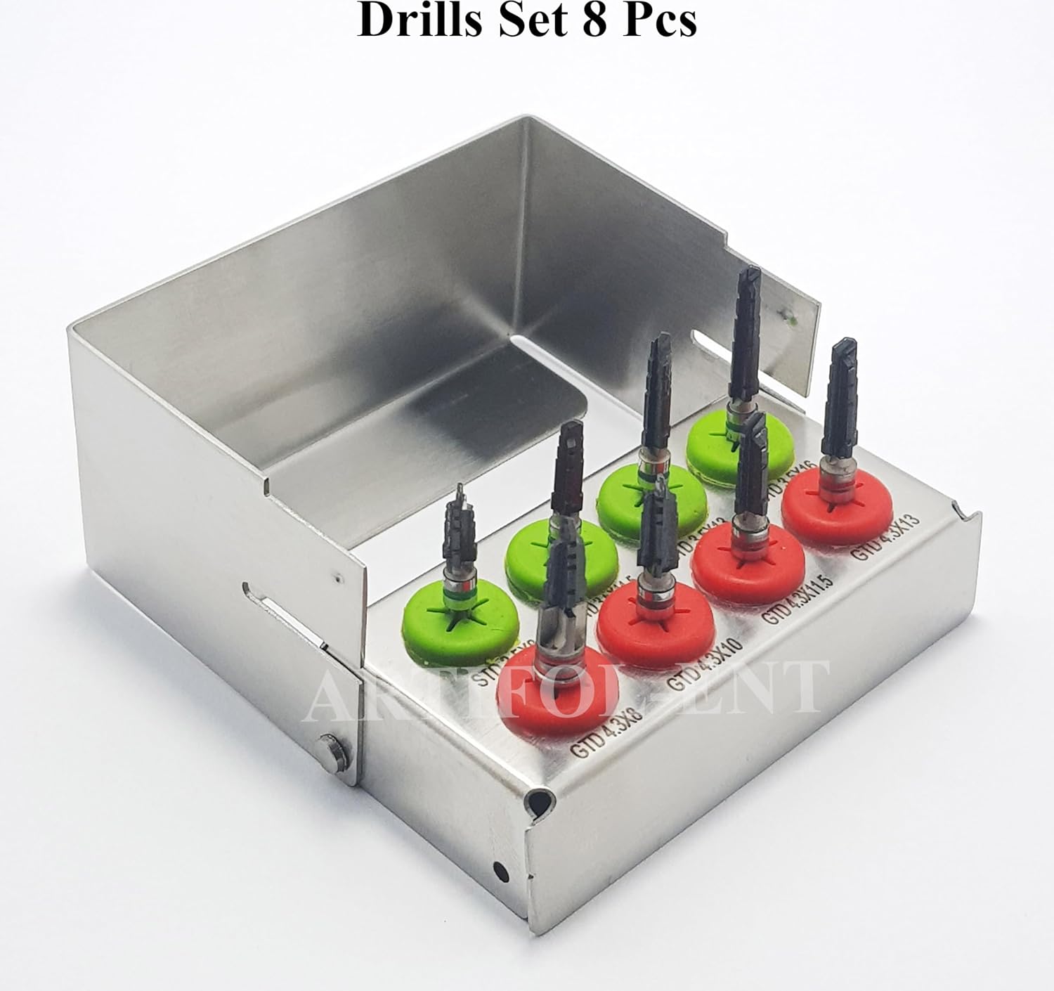 Implant Reamers Kit OS1038 – 8-Piece Surgical Drill Bits Set | Black Coated with Holder for Dental Implants