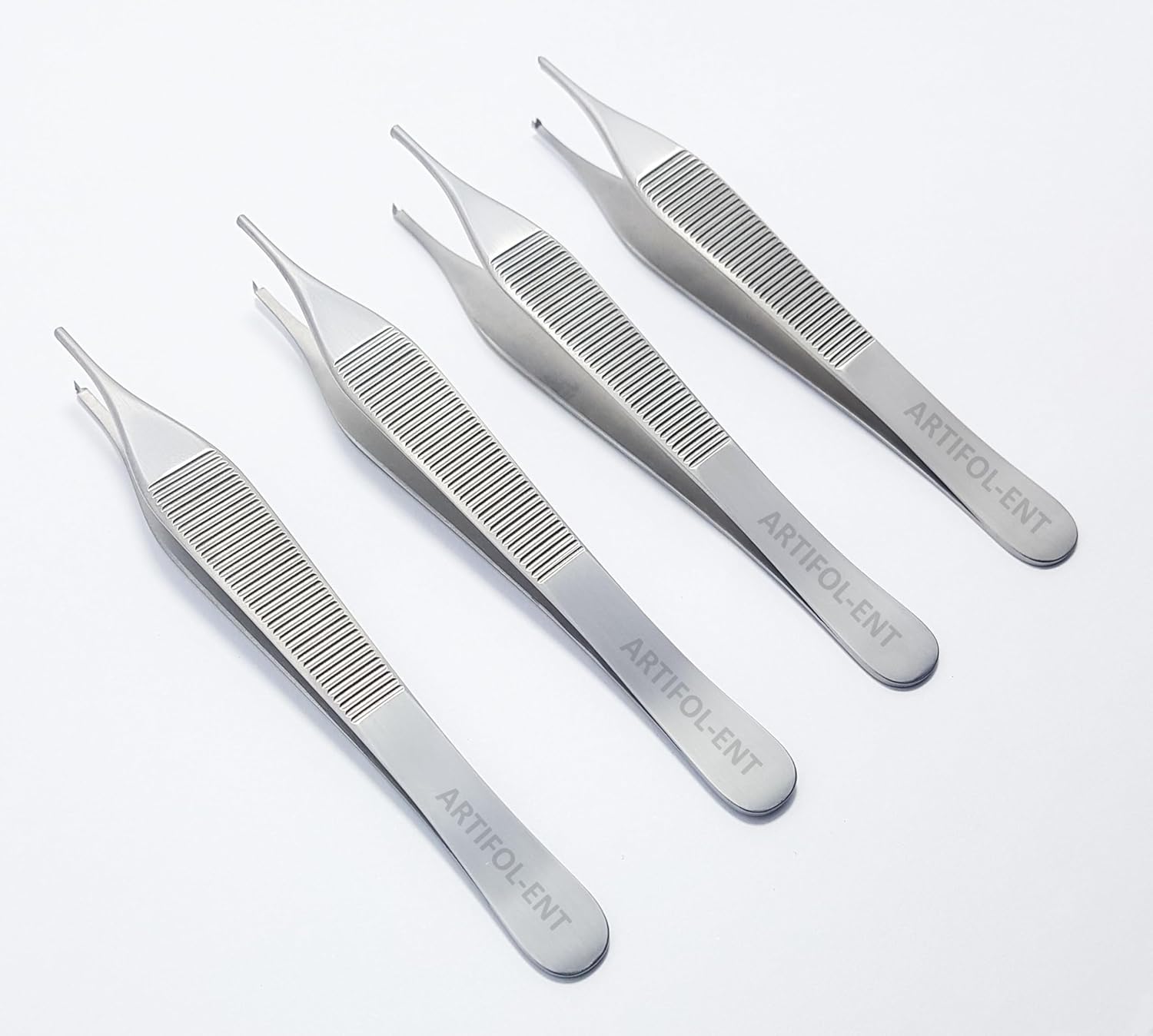 Adson Tissue Forceps 1×2 Teeth – 12 cm & 15 cm Kocher Surgical Tweezers | Stainless Steel Precision Instruments | 4 Pcs #‎114910111 & 114910113