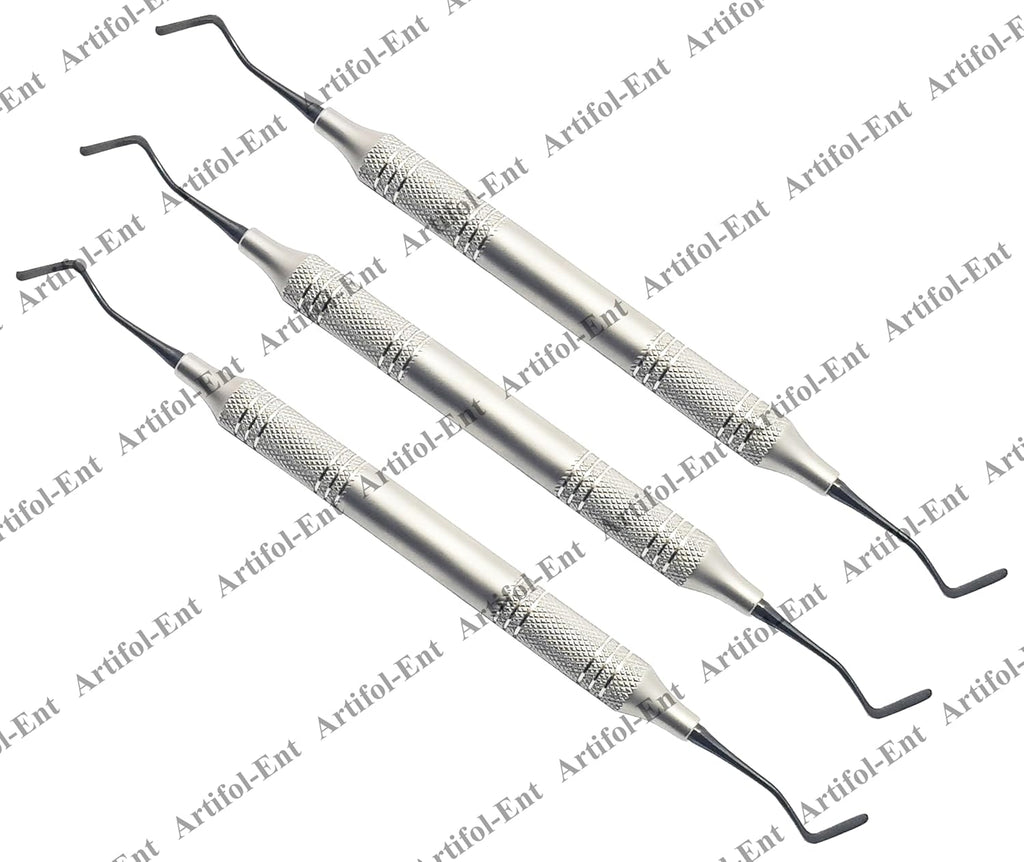 4 Goldstin Flexy-Thin Composite Filling Instruments – 3 Pcs Set  Titanium Black-Coated Tips | Flexible Reversed & Flared Paddle Design | Ergonomic Hollow Handles | #TNCIGFT4