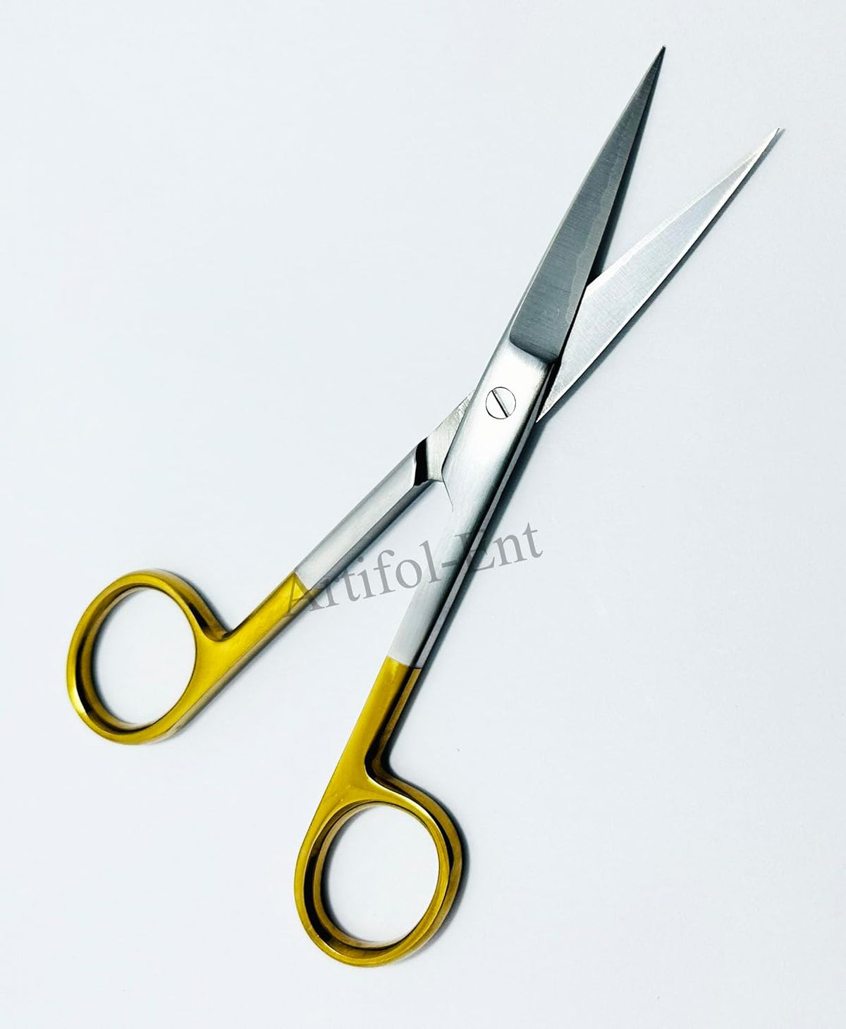 Chirurgische OP-Schere – T/C-Edelstahl, gerade Klingen 14,5 cm (5,5 Zoll) | Verbandschere mit titanvergoldeten Griffen