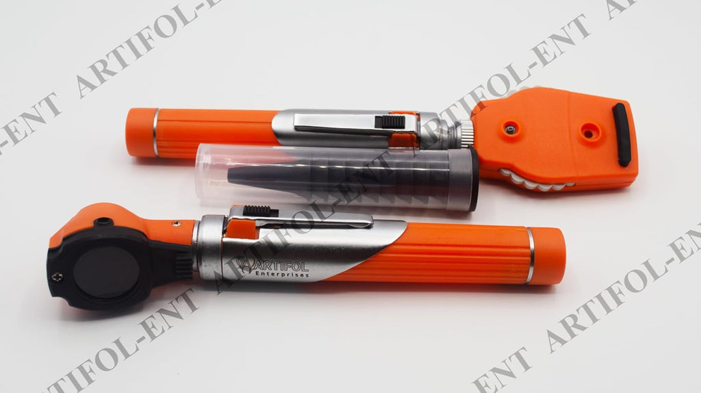 Artifol Student Home Use ENT Otoscope Examination Kit – Fiber Optic Diagnostic Set, Orange Color #OS1090