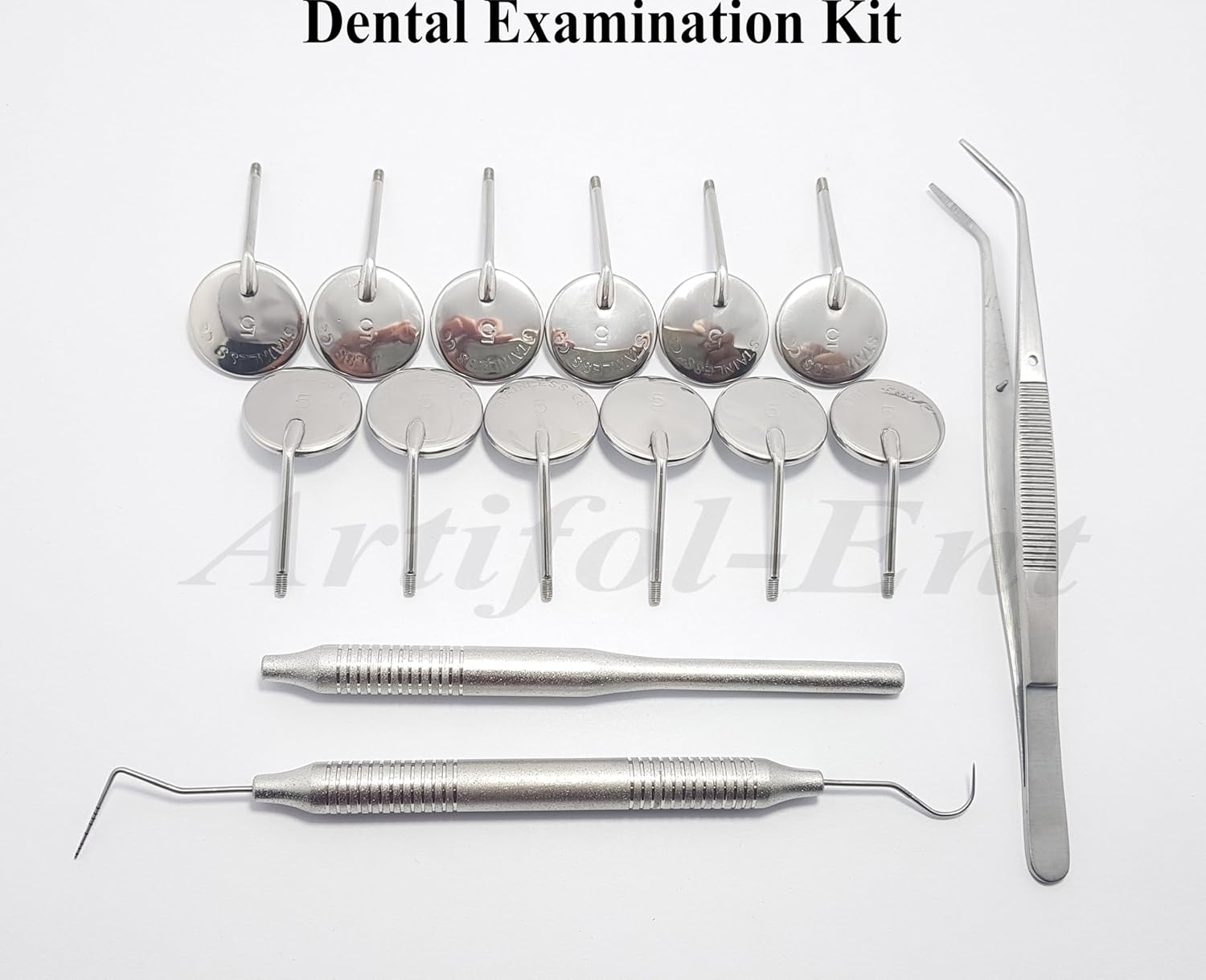 Dental Examination Kit for Dentists & Dental Students,Diagnostic Set Dental Mirrors, Mirror Handle, Explorer William Probe, Dressing Tweezers/Cotton Plier, Basic Dental Exam Kit Beautiful Storage Case