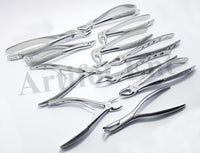 Kit di pinze per estrazione dentale da 11 pezzi - Strumenti professionali in acciaio inossidabile | Include pinze n. 51, 67A, 17, 13, 18, 22, 1, 6C, 76S, F301 e Ronguer Blument da 15 cm