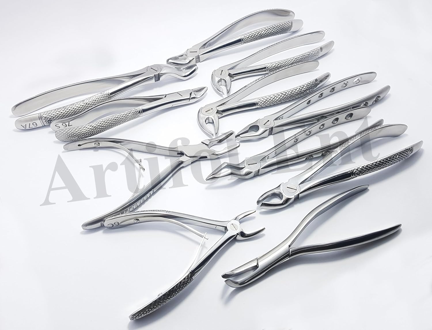 11-Piece Dental Extraction Forceps Kit – Stainless Steel Professional Instruments | Includes Forceps #51, 67A, 17, 13, 18, 22, 1, 6C, 76S, F301 & Ronguer Blument 15 cm