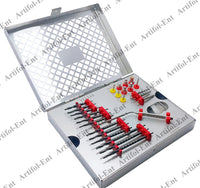Kit zygomatique haut de gamme de 26 pièces pour implants dentaires – Fraises à pas en titane noir avec sonde de profondeur, support moteur, tournevis et clé à cliquet | Kit Zygo pour la préparation du logement d’implant
