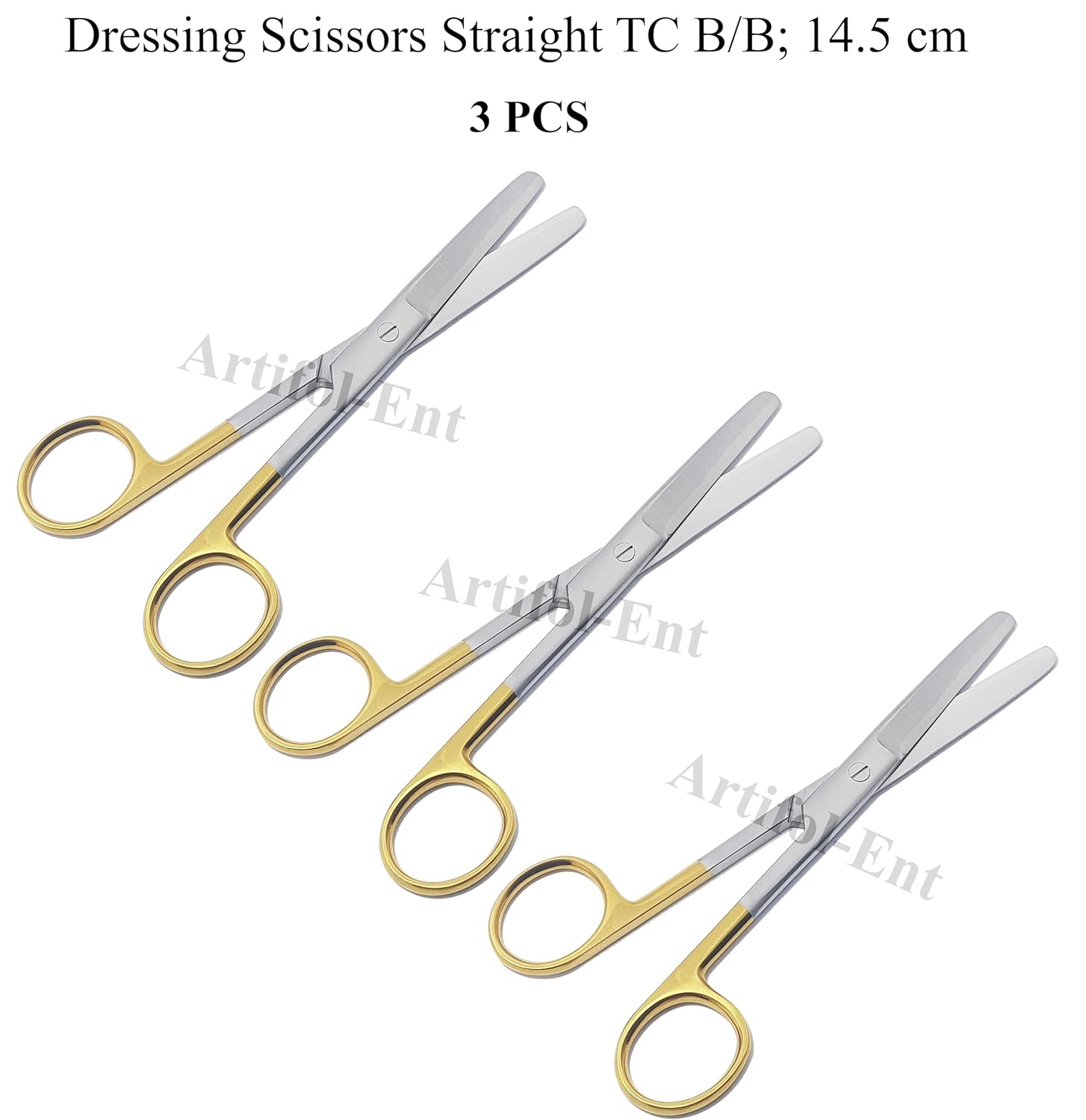 TC Operating Scissors – Straight B/B 14.5 cm (5.5") | Dressing Shears with Tungsten Carbide Blades & Gold-Plated Handles | Surgical Stainless Steel
