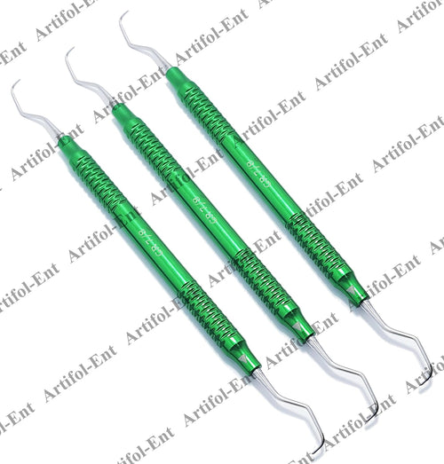 3-Piece Gracey Curettes Set 7/8 – Green Color –Double Ended Instrument #GR78