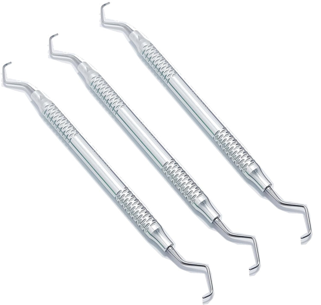 Set di curette Gracey – 3 pezzi misura 9/10 | Strumenti parodontali a doppia estremità | Manici in alluminio argentato #GR910
