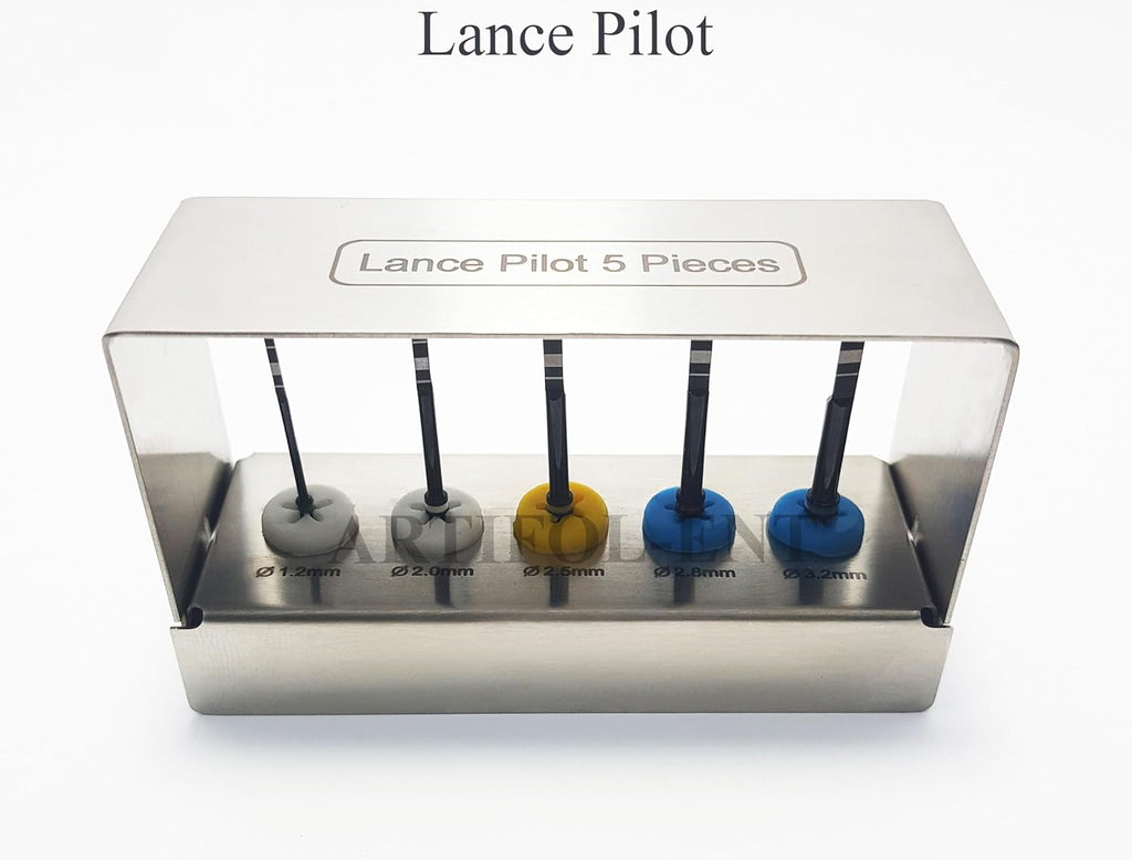 Long Lance Pilot Drills Kit Implant Positioning Black Titanium Coated Drill Set of 5 Pcs, #OS1033