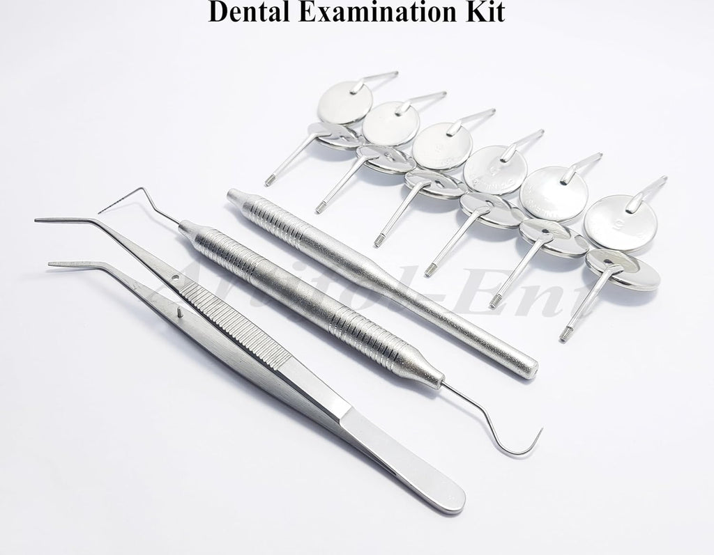 Dental Examination Kit for Dentists & Dental Students,Diagnostic Set Dental Mirrors, Mirror Handle, Explorer William Probe, Dressing Tweezers/Cotton Plier, Basic Dental Exam Kit Beautiful Storage Case
