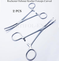 Pince Kocher Rochester Ochsner – Courbée 6,25" (16 cm), Dents 1x2, Mâchoires dentelées | Ensemble de pinces de clampage 2 pièces n° 115910142 | Acier inoxydable, Réutilisable et autoclavable