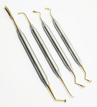 Dental Sinus Lift Kit – 4 Pcs Stainless Steel with Gold-Plated Tips | Implant Dentistry Sinus Elevation Instruments #	‎SLG1101-1, 2, 3, 4