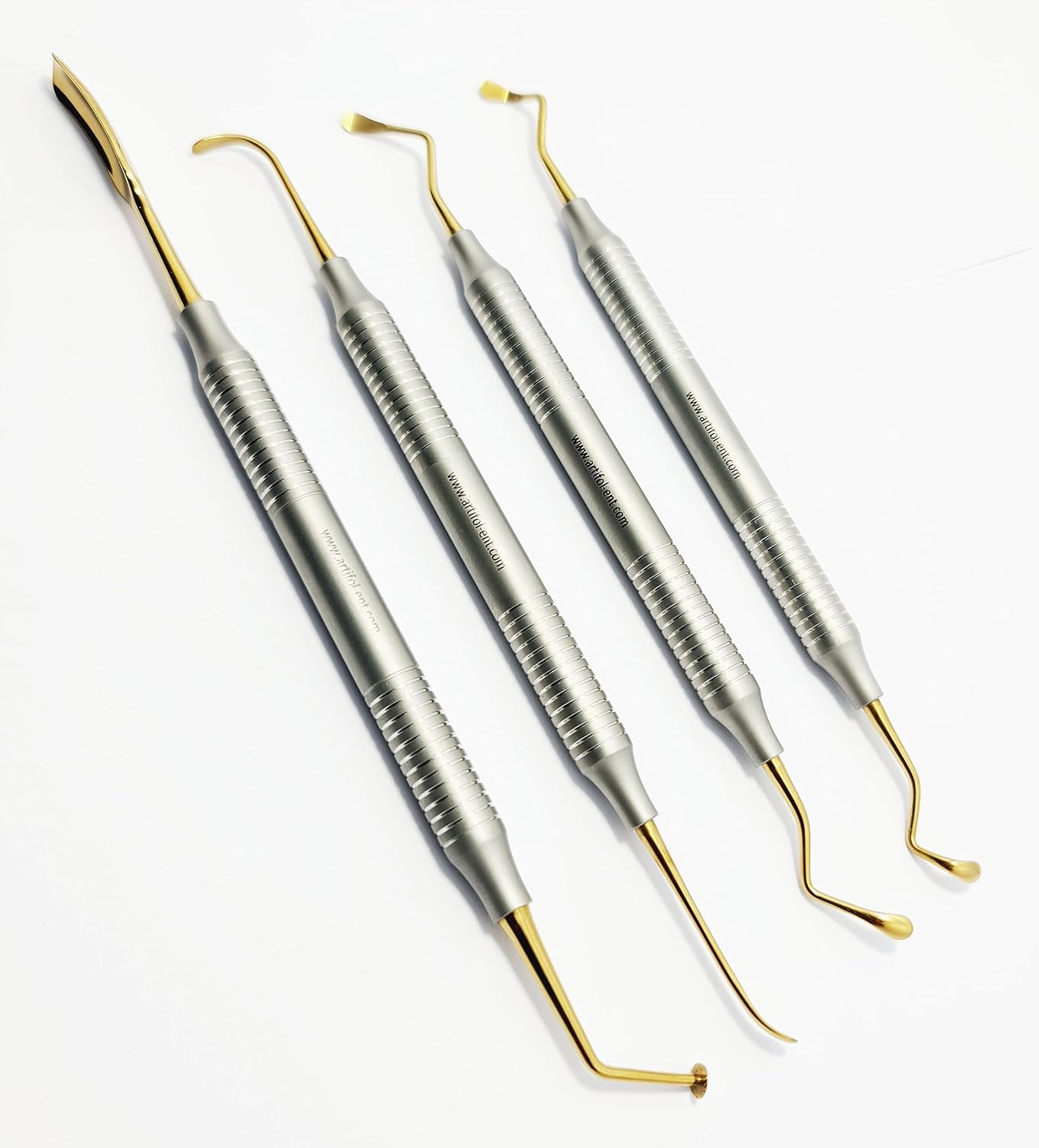 Dental Sinus Lift Kit – 4 Pcs Stainless Steel with Gold-Plated Tips | Implant Dentistry Sinus Elevation Instruments #	‎SLG1101-1, 2, 3, 4