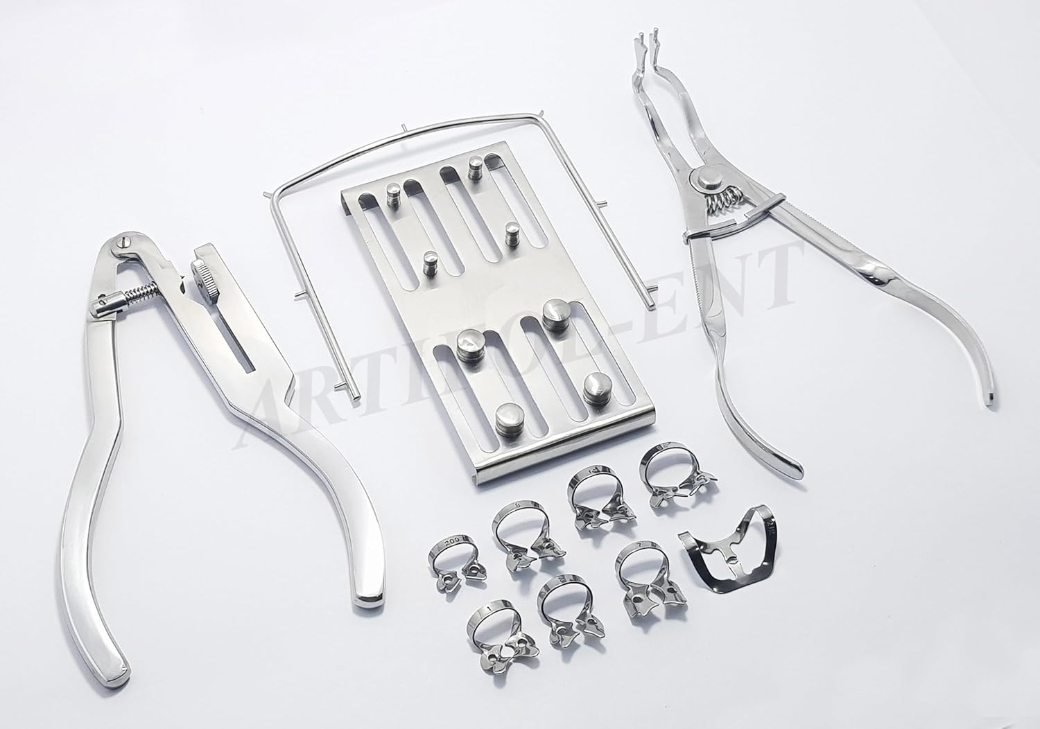 Dental Rubber Dam Kit RDKIT – Stainless Steel Clamps, Frame, Punch Pliers & Ivory Forceps | Endodontic Isolation Instrument Set #RDKIT