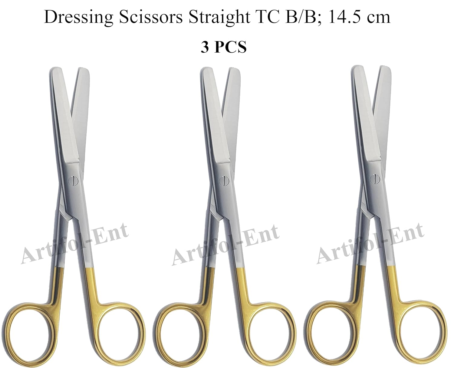 TC Operating Scissors – Straight B/B 14.5 cm (5.5") | Dressing Shears with Tungsten Carbide Blades & Gold-Plated Handles | Surgical Stainless Steel