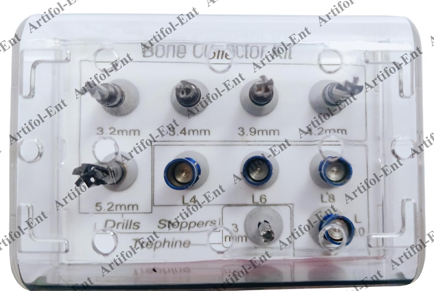 Artifol Dental Bone Collector Kit – 10 Pcs with Depth Stoppers | Sinus Lift & Implant Tools in Compact Organizer Box #OS1071