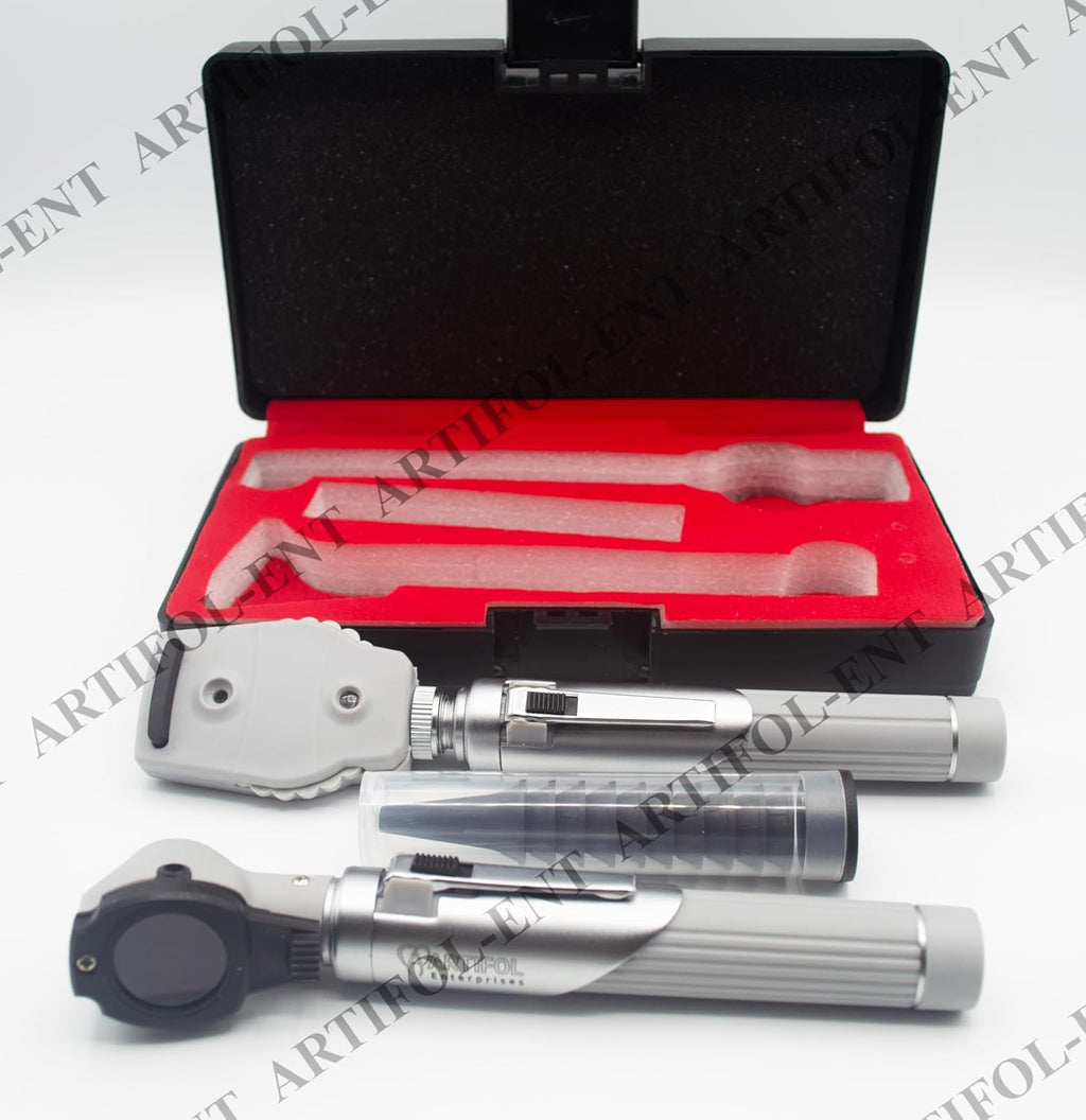 Artifol - Student Home Use New Ent - Otoscope Examination Kit Fiber Optic Diagnostic Set Gray Color # OS1092