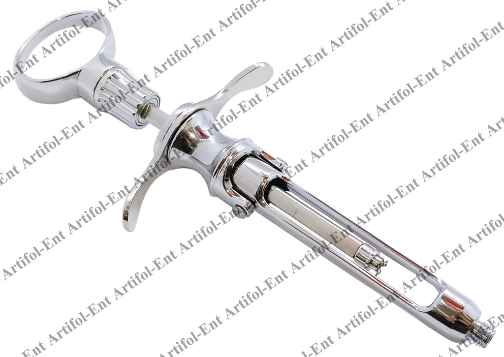 Dental Ring-Handle Cartridge Syringe – 1.8 mL | EU Thread, Three Aspiration Hooks | Brass with Chrome-Plated Finish, Reusable & Autoclavable #OS1079