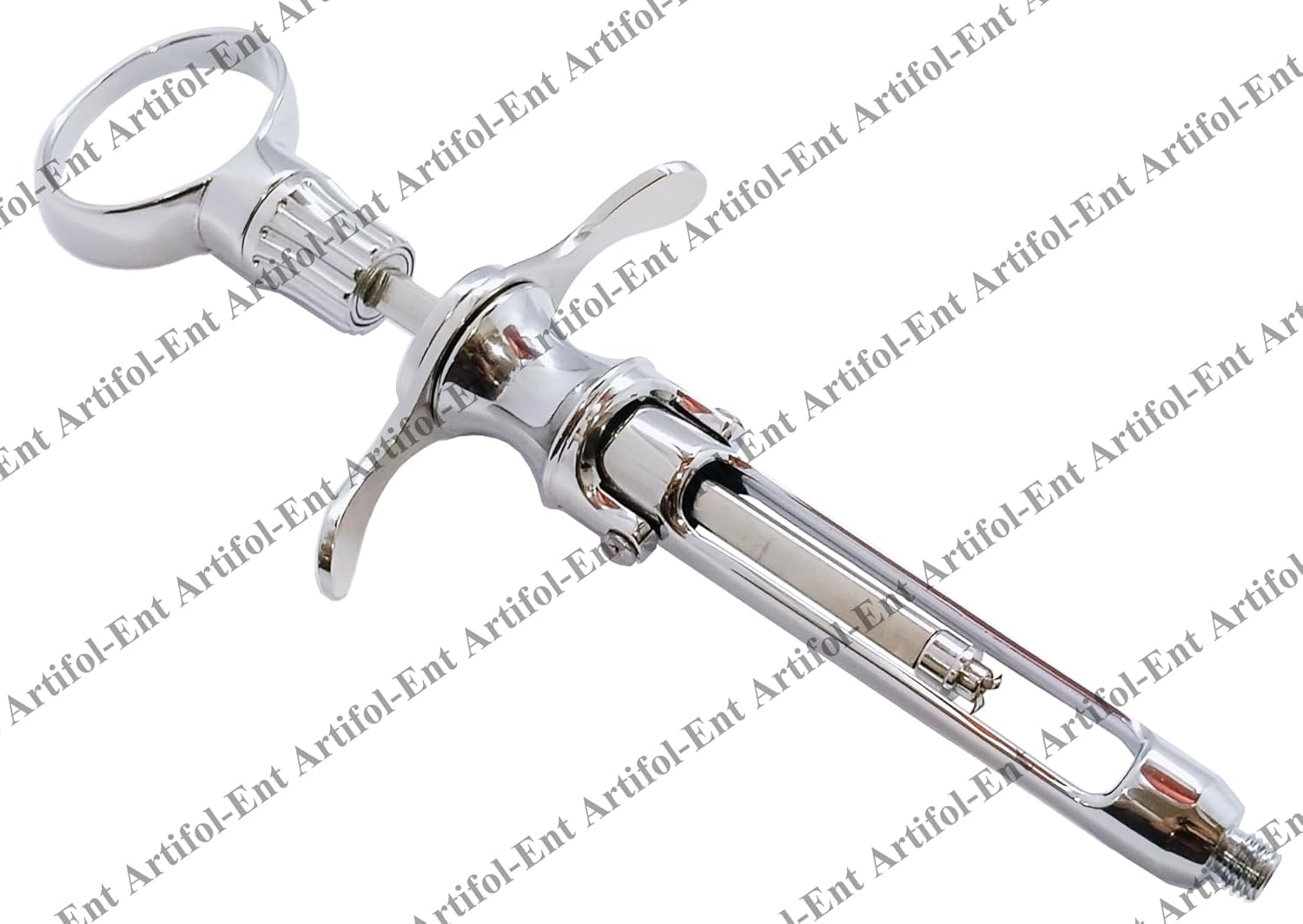 Dental Ring-Handle Cartridge Syringe – 1.8 mL | EU Thread, Three Aspiration Hooks | Brass with Chrome-Plated Finish, Reusable & Autoclavable #OS1079