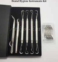 Dental Hygiene Set Gracey Curette, Hygienist Scaler, Sickle Scaler, Dental Mirrors with Mirror Handle, College Tweezers/Cotton Plier Hygienists Instruments Tool kit 18 Pcs