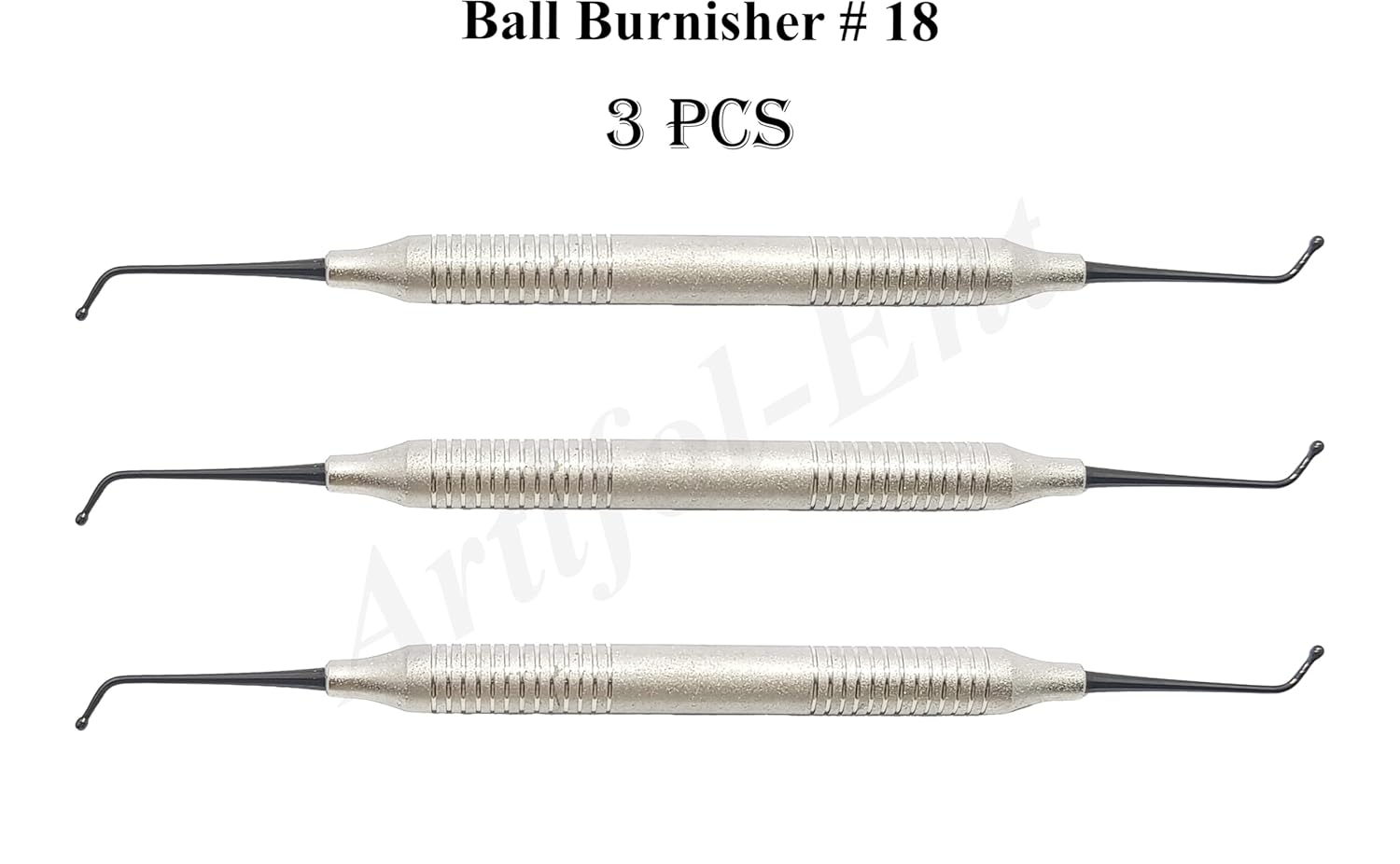 Ball Burnisher #18 – Double End Dental Composite & Amalgam Filling Instrument | Ergonomic Hollow Handle | Stainless Steel | 3-Piece Set #‎TNBB18