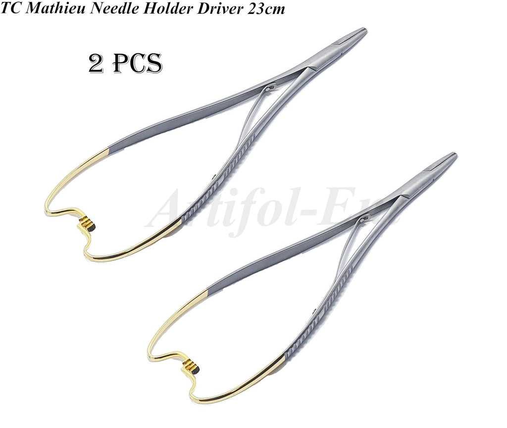 TC Mathieu Needle Holder Driver 23cm 9" with Tungsten Carbide Inserts Surgical Forceps Dental Plier 2 Pcs #132910170