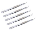 Mariiam Dentalpinzette – 15 cm, abgewinkelte, gezahnte Spitzen (5er-Set), polierter Edelstahl, gebogene Pinzette für präzises Arbeiten | #114500021-1