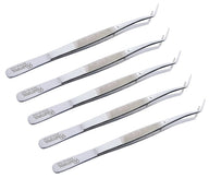 Mariiam Dentalpinzette – 15 cm, abgewinkelte, gezahnte Spitzen (5er-Set), polierter Edelstahl, gebogene Pinzette für präzises Arbeiten | #114500021-1