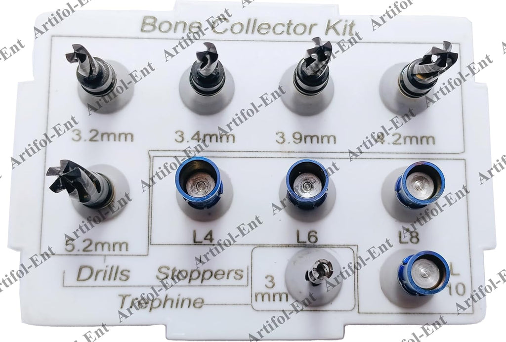 Artifol Dental Bone Collector Kit – 10 Pcs with Depth Stoppers | Sinus Lift & Implant Tools in Compact Organizer Box #OS1071